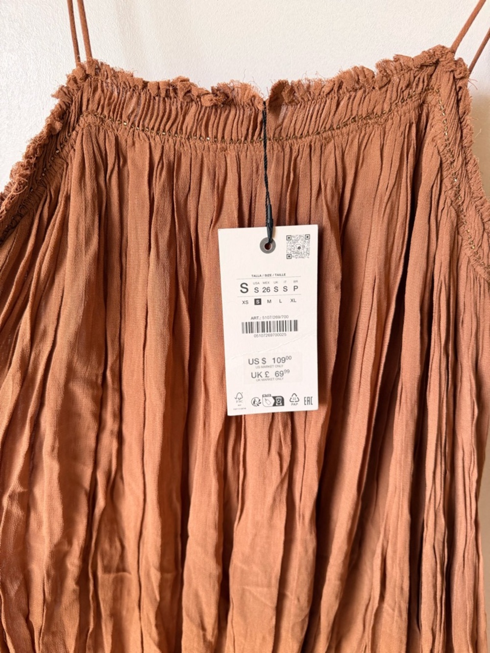 Zara  Wrinkled Embroidered Dress - Picture 13 of 15